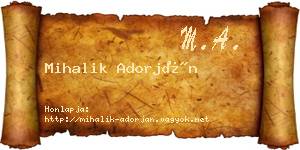 Mihalik Adorján névjegykártya